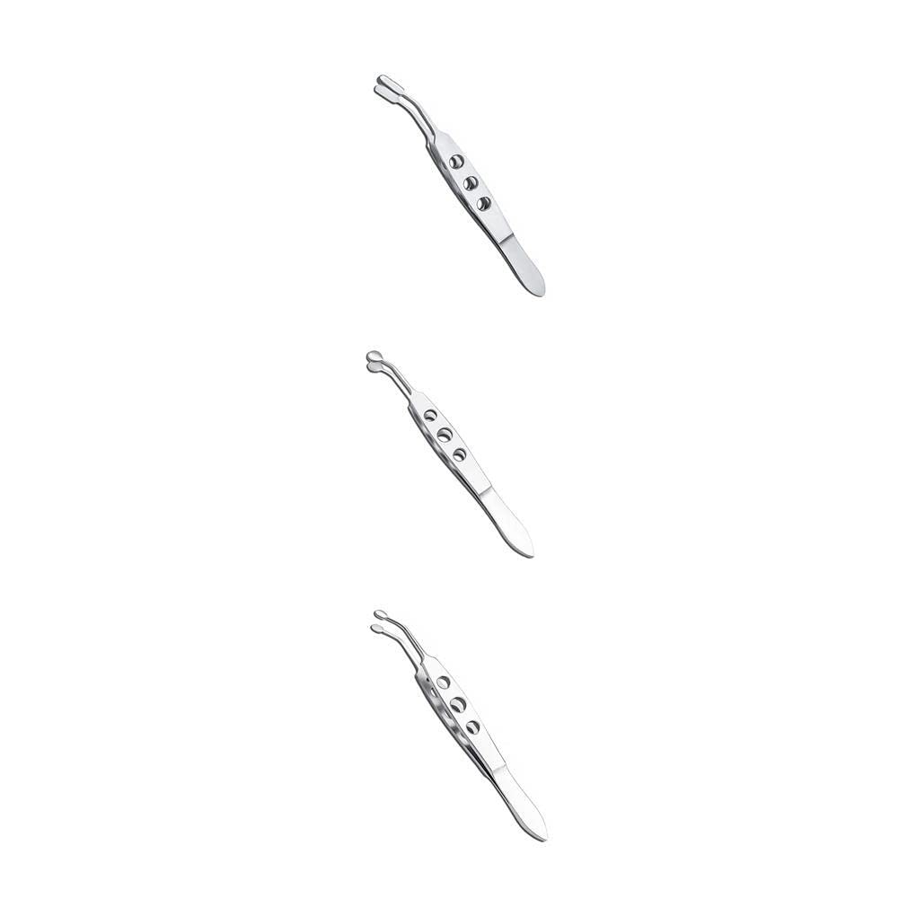 IOIUSKKU 3-Pack Eyelid Tweezers - Reusable Beauty Tools for Eye Cleaning & Makeup