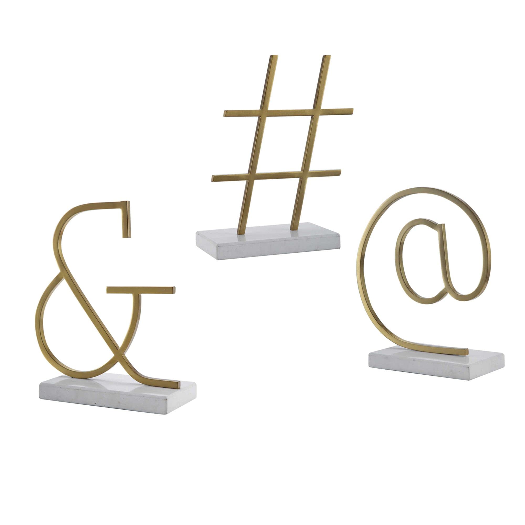 Set of 3 Bronze & White Modern Office Decor - 9 Inch Desk Organizer for Home & Office Workspace