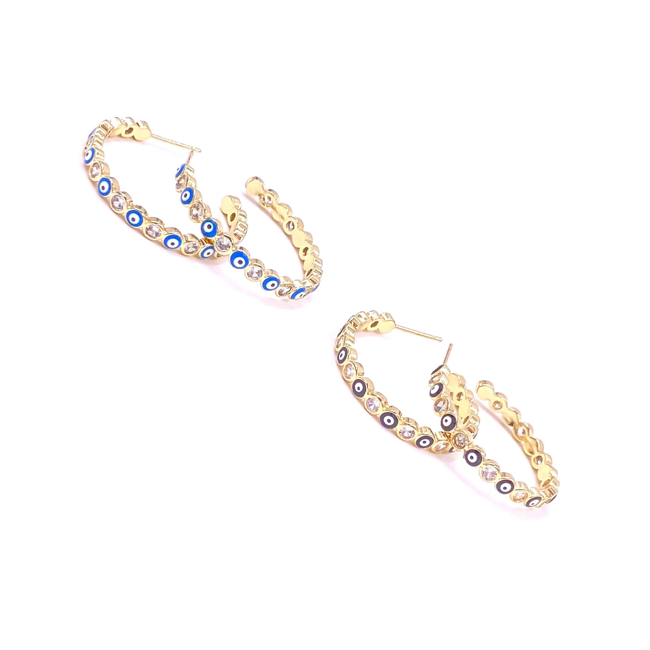 Ashley Gold Stainless Steel Evil Eye Hoop Earrings for Women - Hypoallergenic Gold Plated Jewelry for Protection & Style - Perfect for Everyday Wear, Gifts & Spiritual Healing