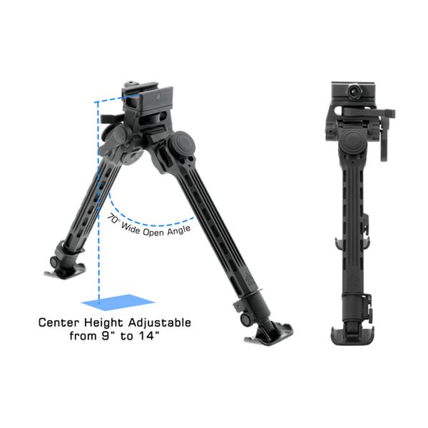 Leapers UTG Big Bore Full Stability Bipod 9-14 Inch Adjustable Rifle Bipod - Perfect for Hunting, Shooting Range & Tactical Use