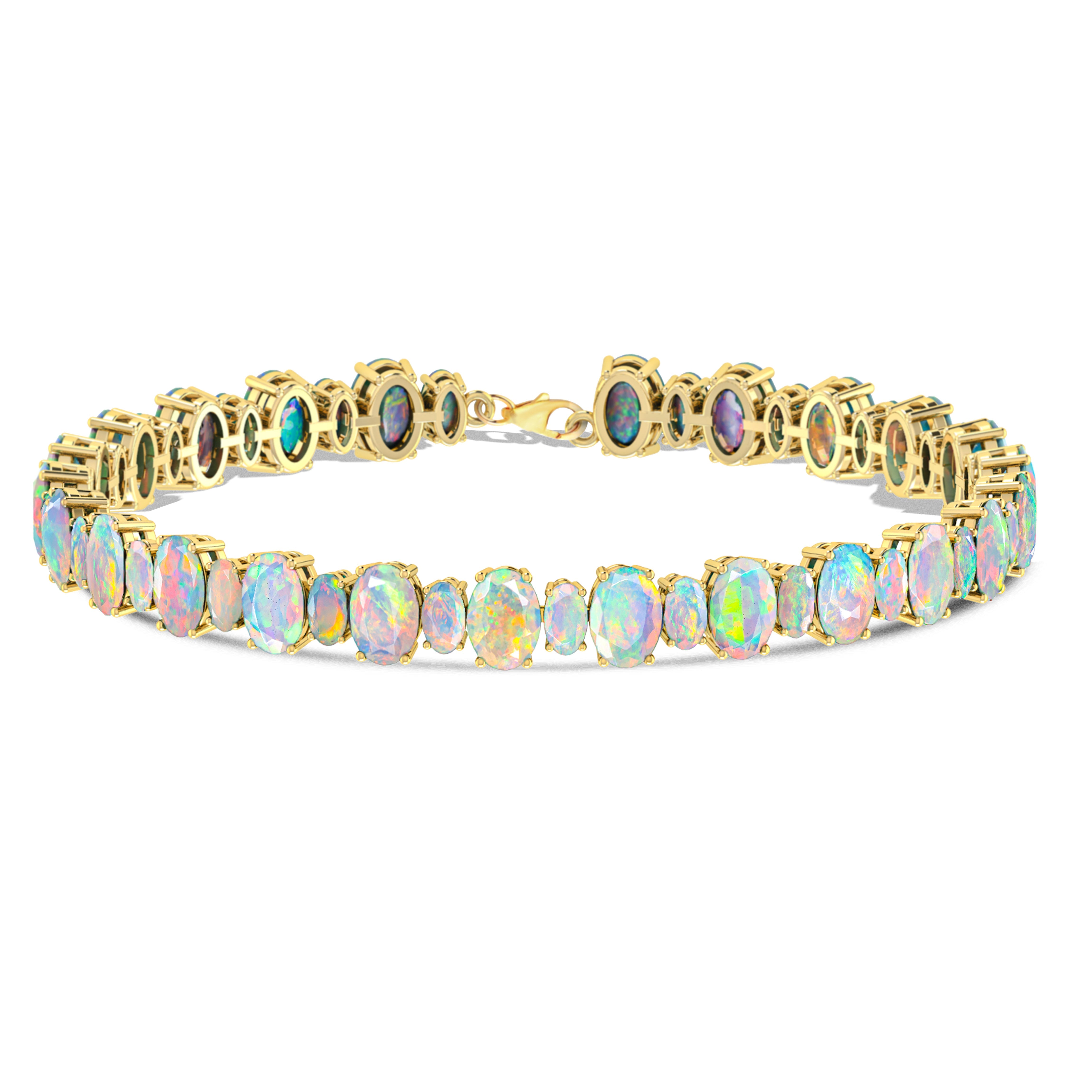 White Fire Opal Oval Gemstone Bracelet for Women - Elegant Handmade Jewelry Gift for Birthday, Anniversary & Special Occasions