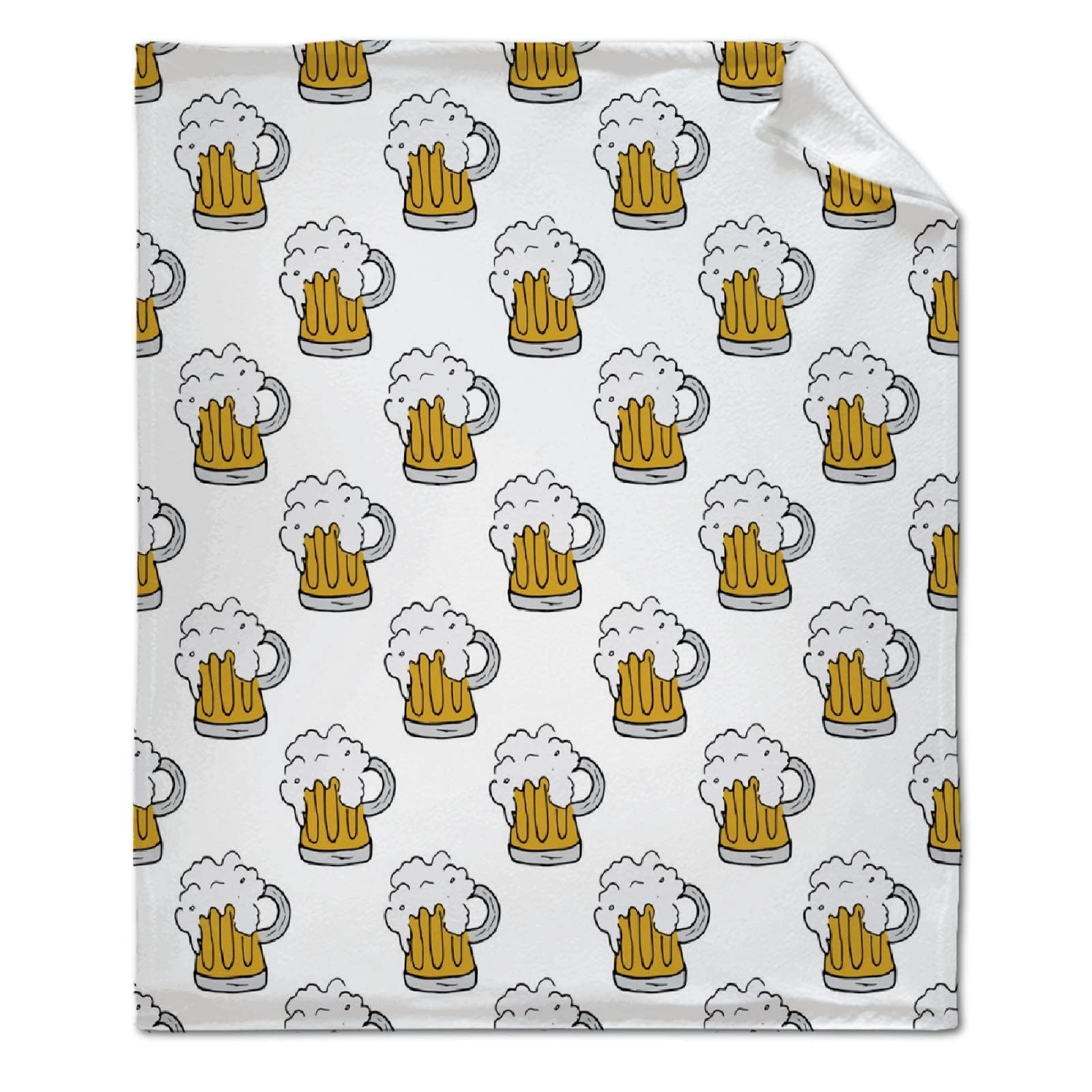 Oversized Microplush Beer Mug Blanket - 120x90 Inch Lightweight Thermal Fleece Throw for All Seasons | Cozy Couch, Bed & Sofa Blanket for Fall, Winter, Spring & Summer | Perfect for Movie Nights, Camping & Gift Giving