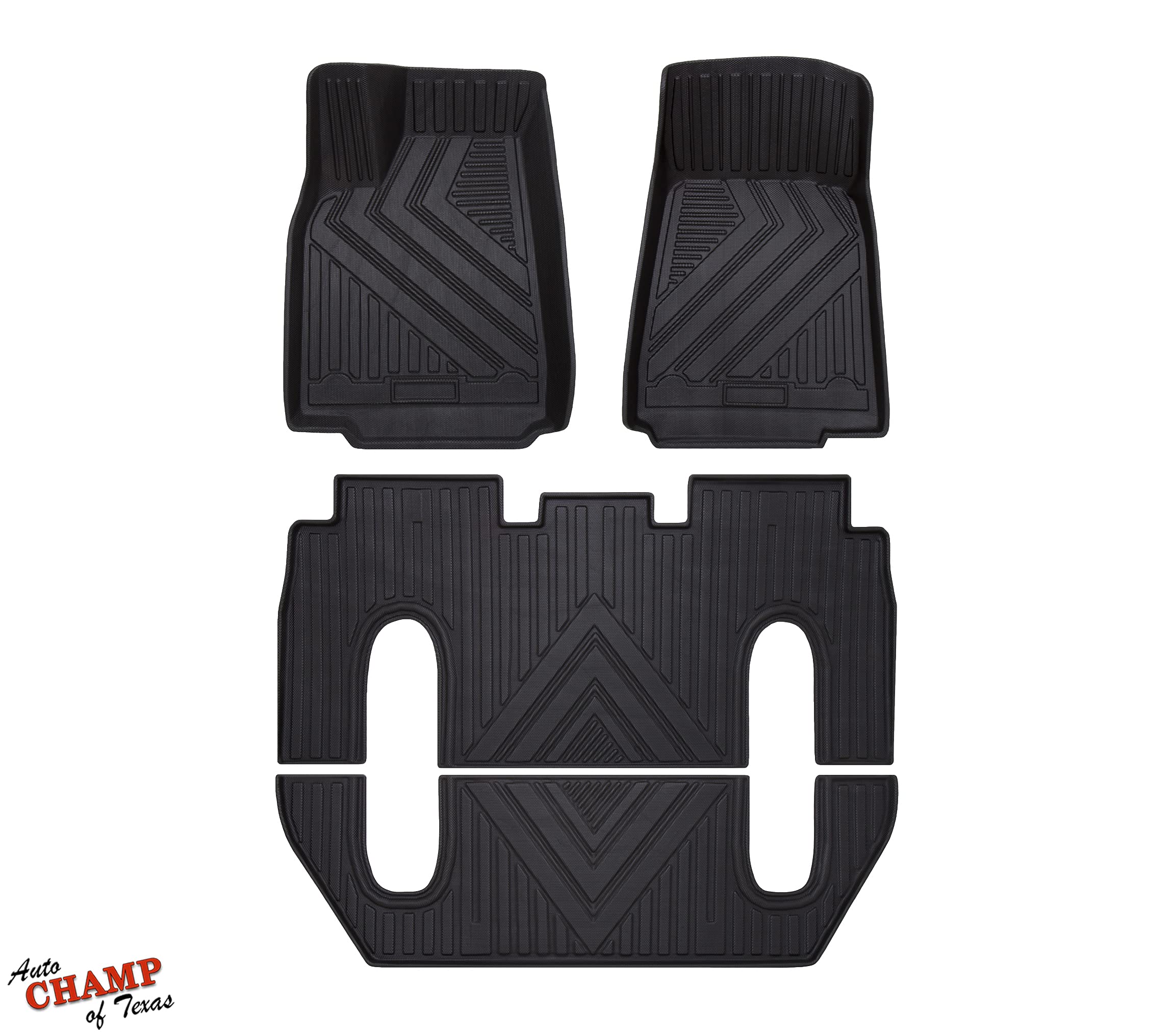 Premium All-Weather Floor Mats for 2016-2021 Tesla Model X 6 Seater - Heavy Duty Waterproof Car Mats for Front & Rear Seats (1st & 2nd Row, Black) - Perfect for Rain, Snow, Mud & Everyday Protection