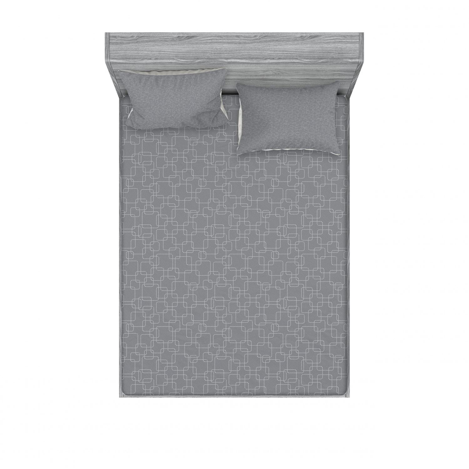 Ambesonne Geometric 2 Pack Fitted Sheet & Pillow Sham Set - Interlocking Tile Pattern, 4 Piece Bedding Set Includes 2 Twin XL Fitted Sheets & 4 Pillowcases in Pearl Taupe Grey | Modern Home Decor for Guest Rooms, Dorms & Vacation Rentals
