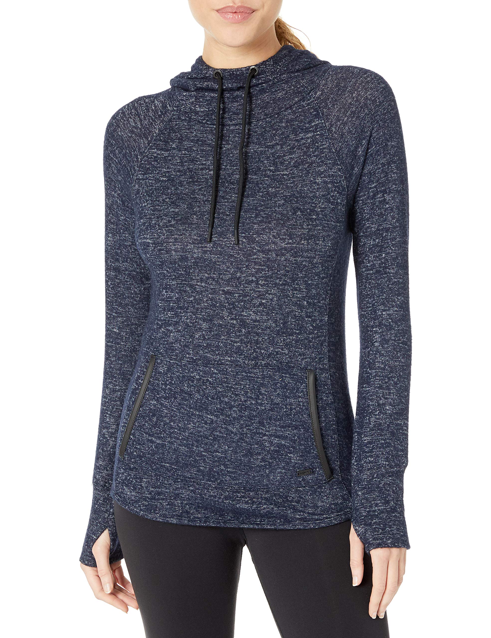 Andrew Marc Women's Hachi Long Sleeve Hooded Funnel Neck Pullover Sweater | Winter Warm Fleece Lined Knit Top | Casual Outfit for Fall & Cold Weather