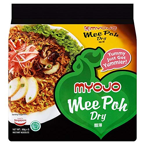 Myojo Instant Noodles 75g/79g/80g - Japanese Style Ramen (Mee Poh Dry 80g x 5, 6 Packs) - Quick Meal, Snack, or Late Night Food for College Students & Office Workers