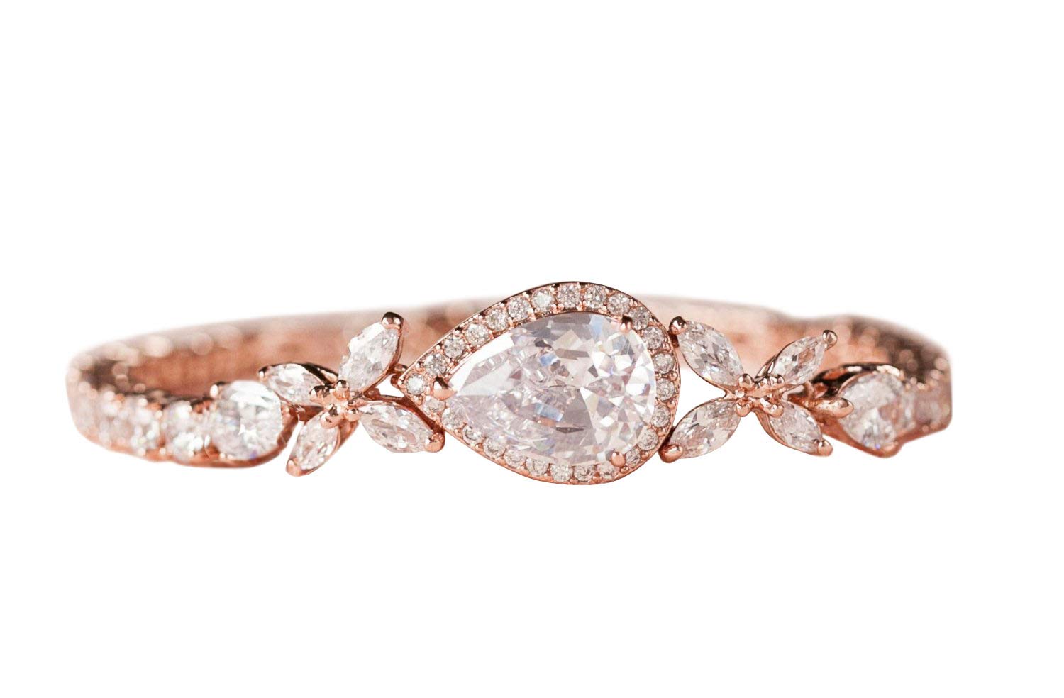 SWEETV 5A Cubic Zirconia Teardrop Tennis Bracelet - Elegant Crystal Rhinestone Wedding Jewelry for Bride, Bridesmaid & Women | Perfect for Bridal Shower, Engagement Party & Formal Occasions