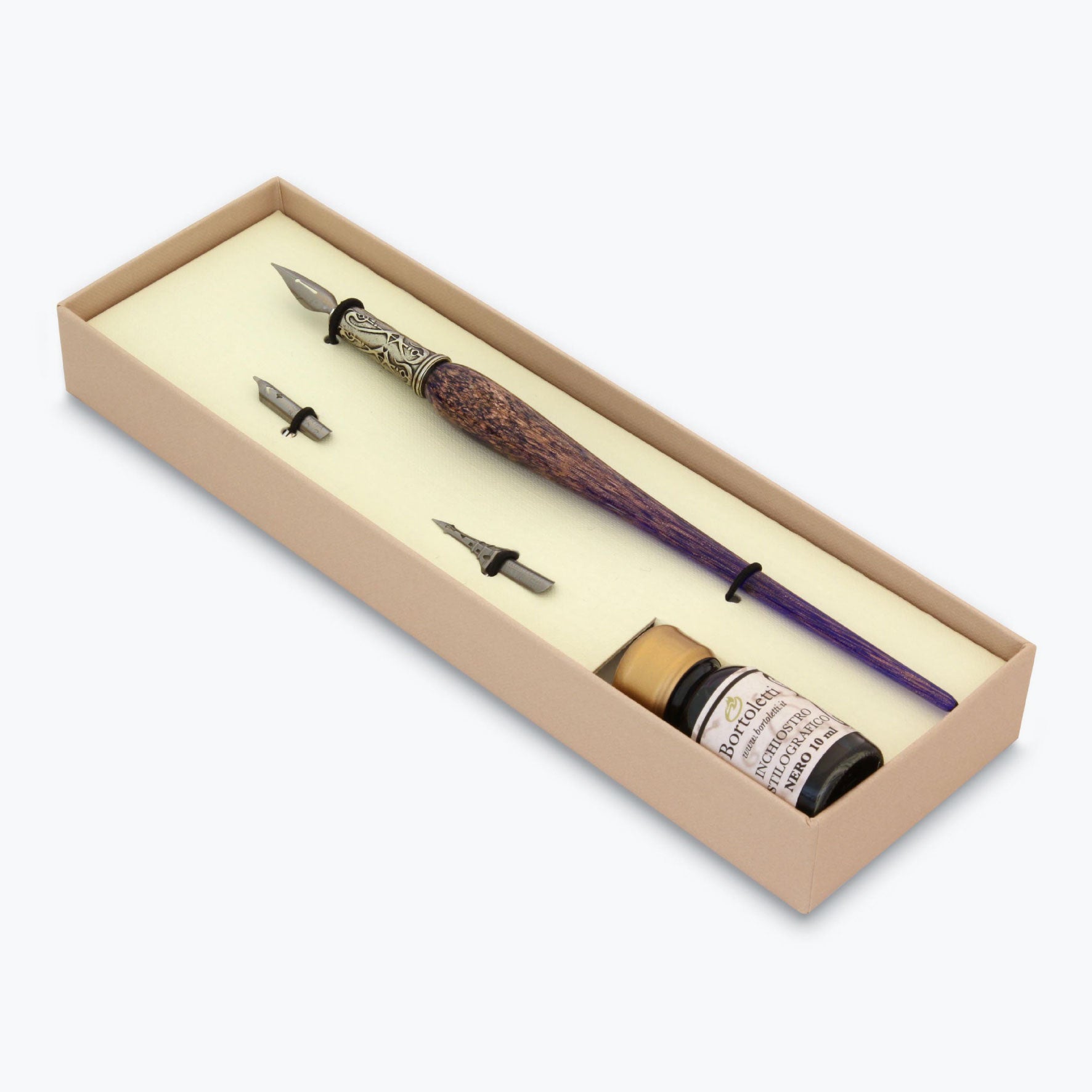 Bortoletti Premium Calligraphy Pen Set - Handcrafted Murano Glass & Copper Design in Elegant Blue | Perfect for Lettering, Art, and Gift Giving