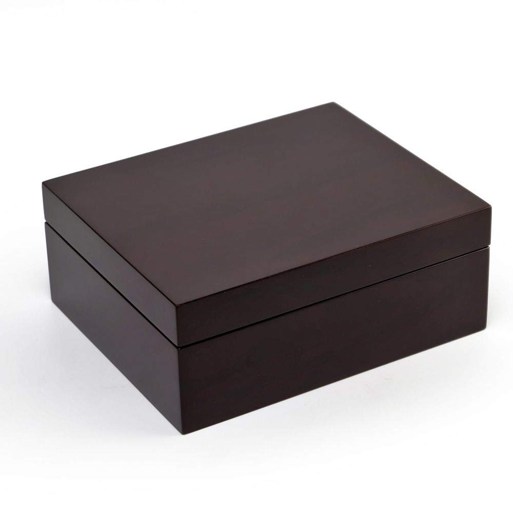 Contemporary Hi-Gloss Walnut Finish Music Jewelry Box with Multiple Song Options - Elegant Gift for Women, Perfect for Jewelry Storage & Bedroom Decor