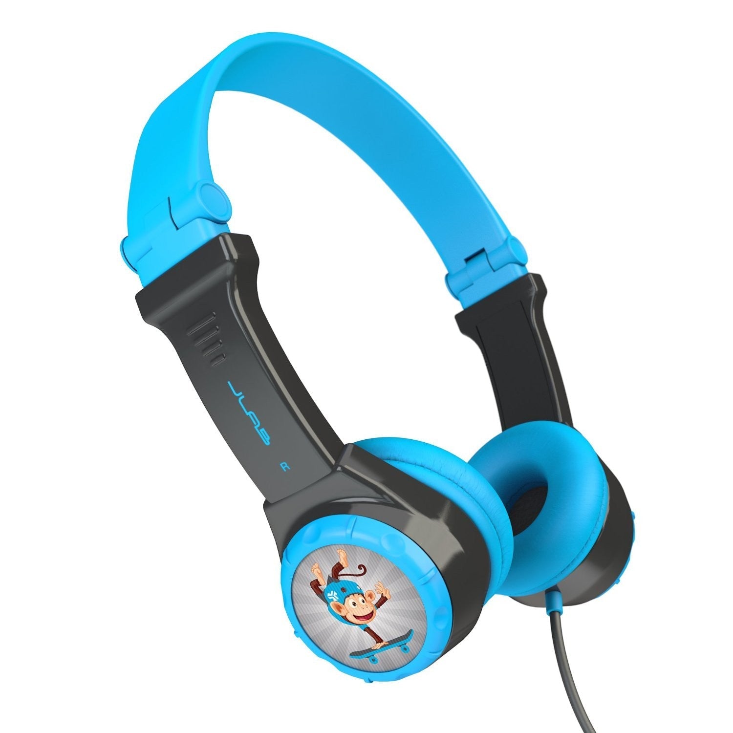 JBuddies Foldable Kids Headphones with Volume Limiter - Blue & Gray Wireless Headphones for Children - Perfect for Travel, School & Online Learning
