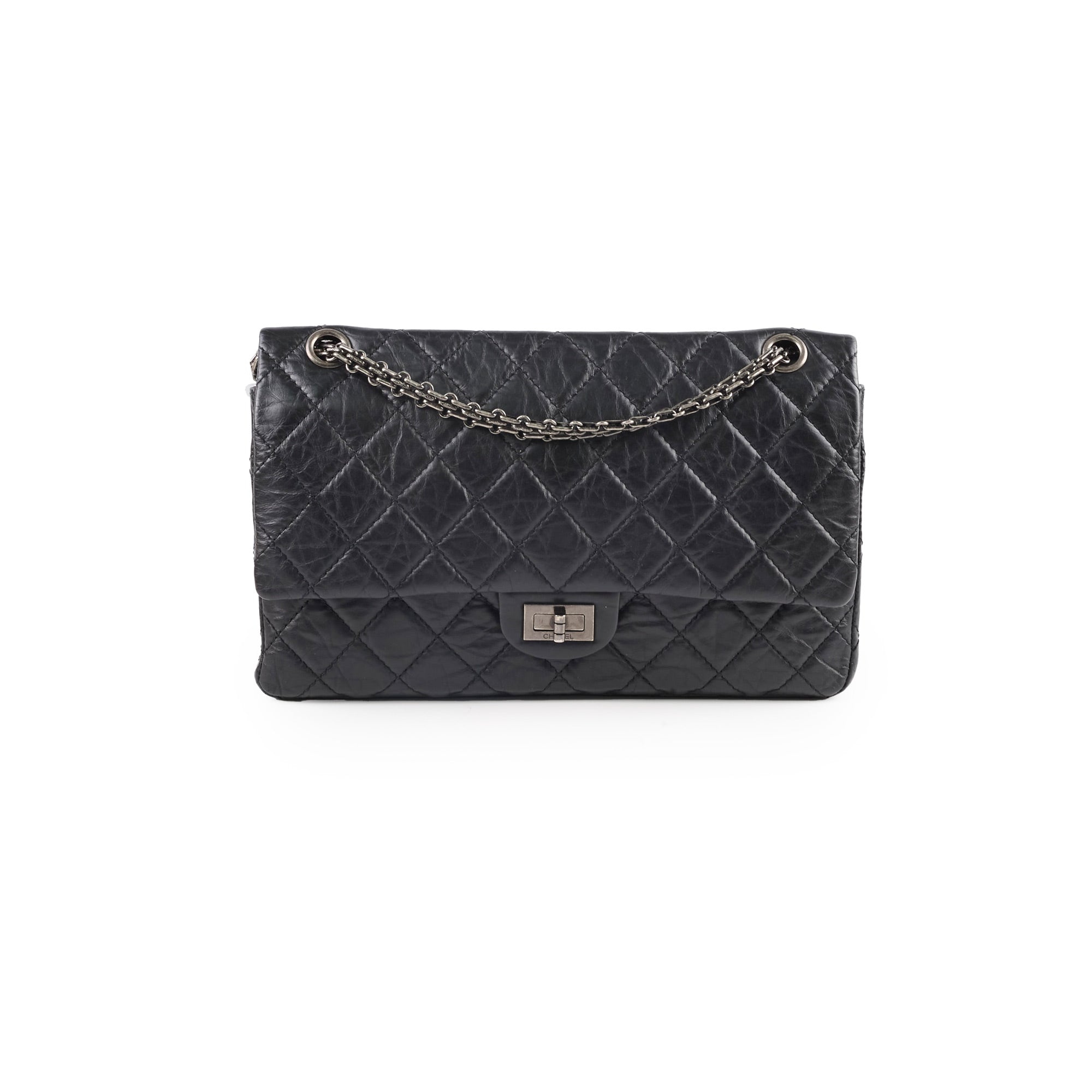 Authentic Chanel Reissue 226 Black Leather Flap Bag Series 12 - Luxury Handbag for Women, Perfect for Evening Events & Special Occasions