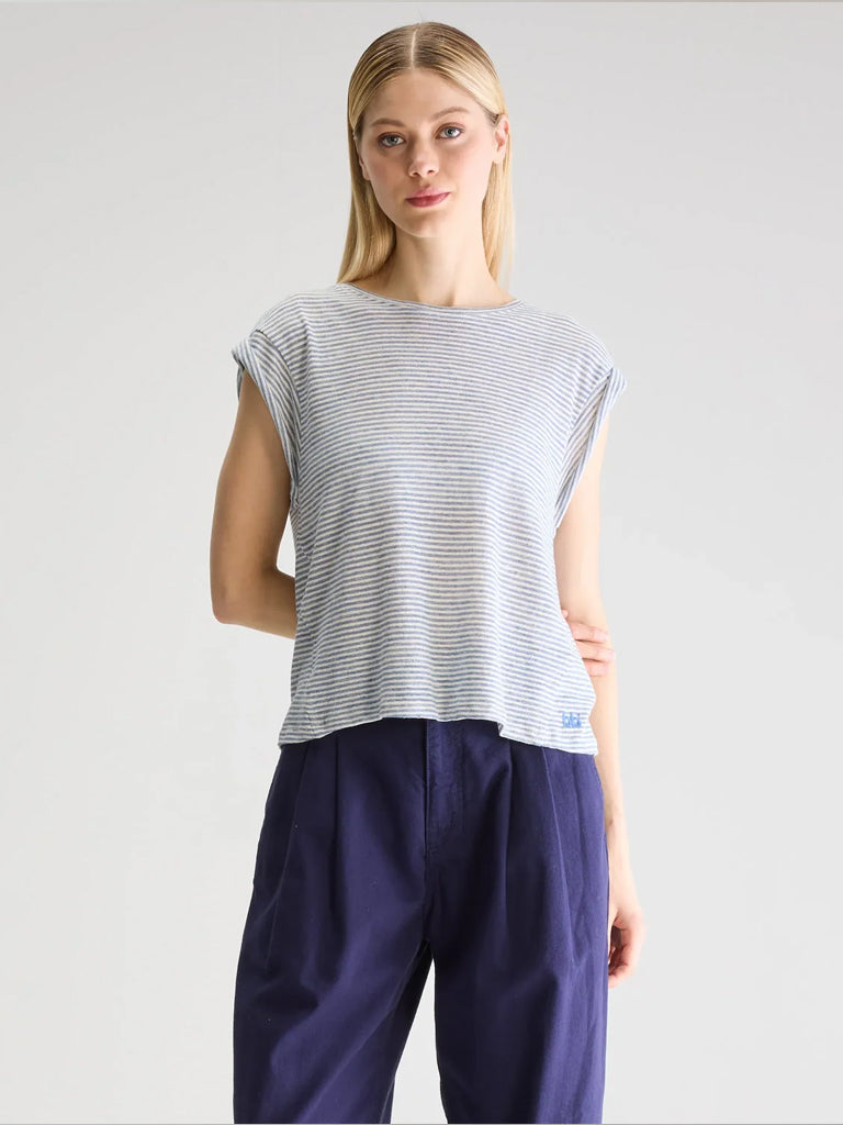 Bellerose Vlyn Blue Stripe T-Shirt for Women | Casual Summer Tee | Perfect for Outings, Beach & Everyday Wear