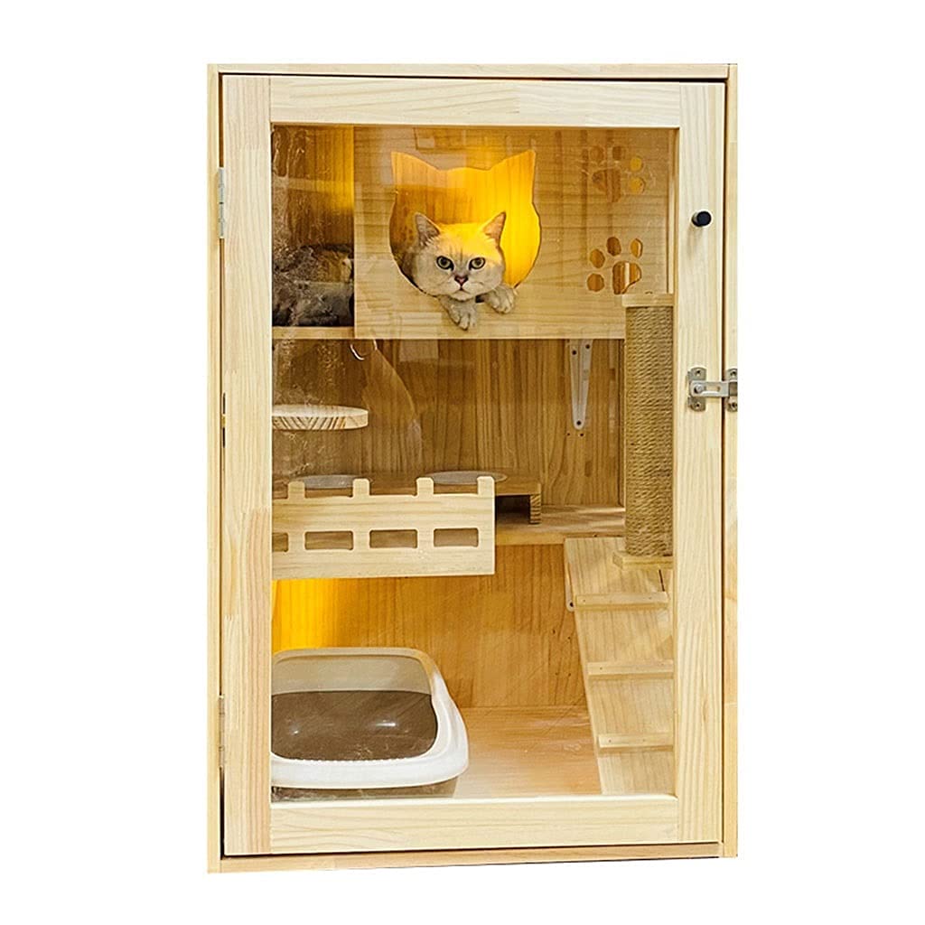 Premium Solid Wood Cat Toilet & Villa - Eco-Friendly Pet Cage with Display Shelf for Breeding & Luxury Cat Cabinet - Perfect for Home, Cattery & Pet Store Displays