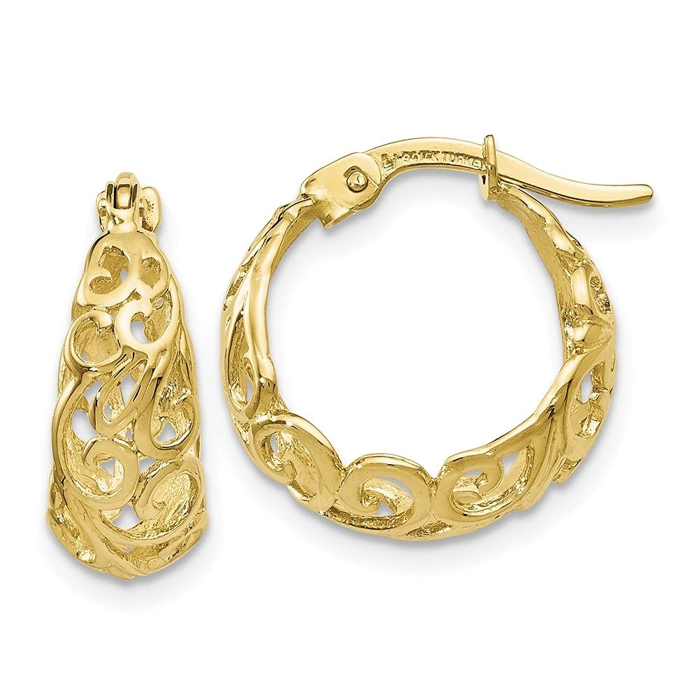 10K Yellow Gold Polished Hinged Hoop Earrings for Women - Diamond2Deal Fine Jewelry | Everyday Wear, Gift Giving, Special Occasions
