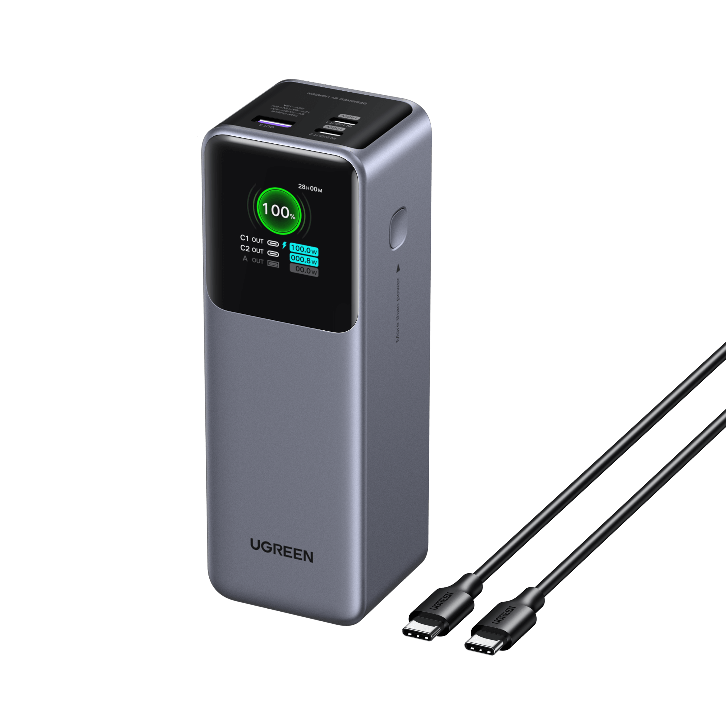UGREEN Nexode 25000mAh 200W PD Fast Charging Power Bank with Smart Digital Display - Perfect for Travel, Camping & Charging Multiple Devices On The Go