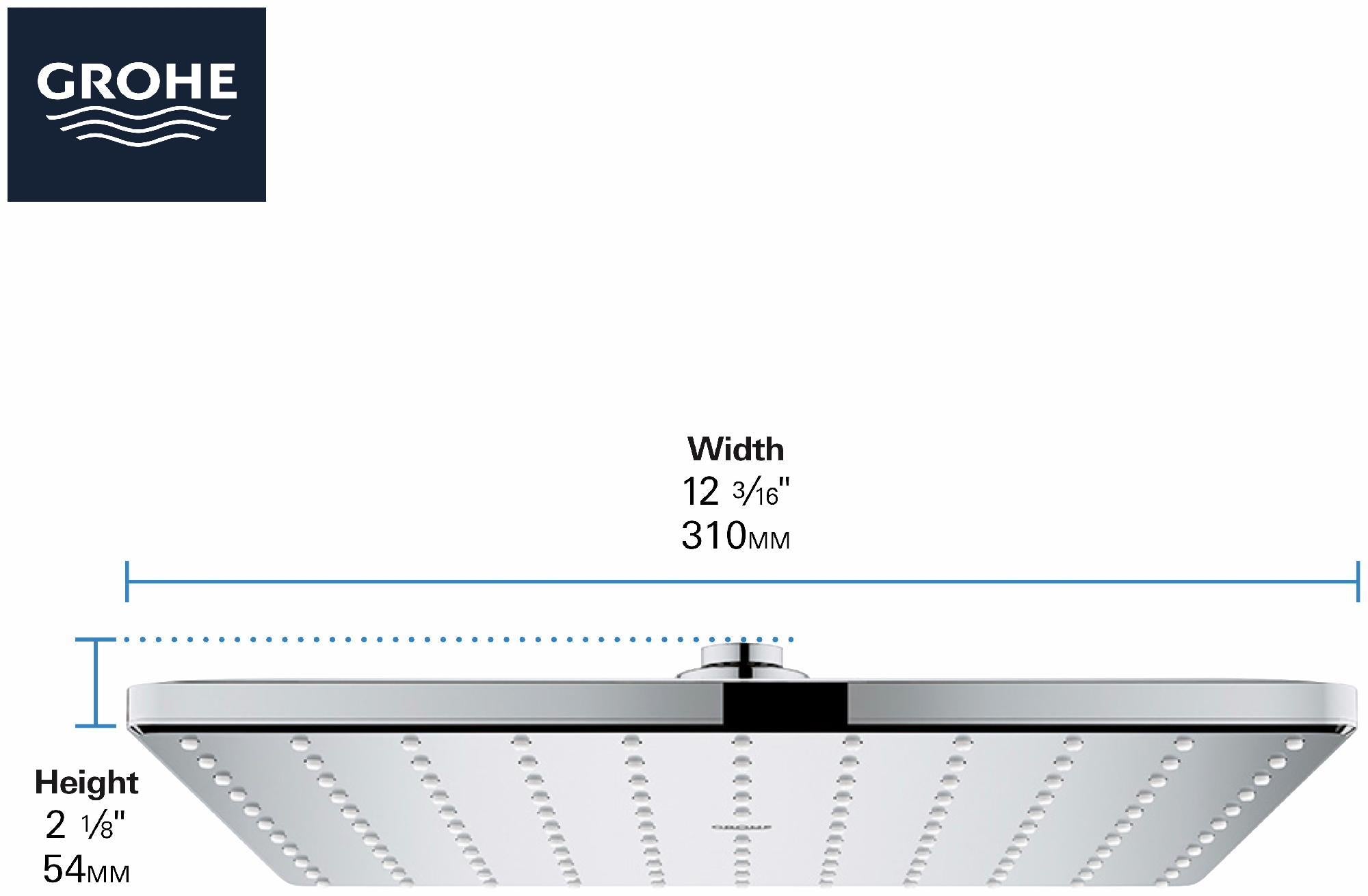 Grohe 310 Mono 12 1 Spray Rainshower Shower Head in Chrome - High Pressure Water Saving Showerhead for Luxurious Spa-Like Bathroom Experience