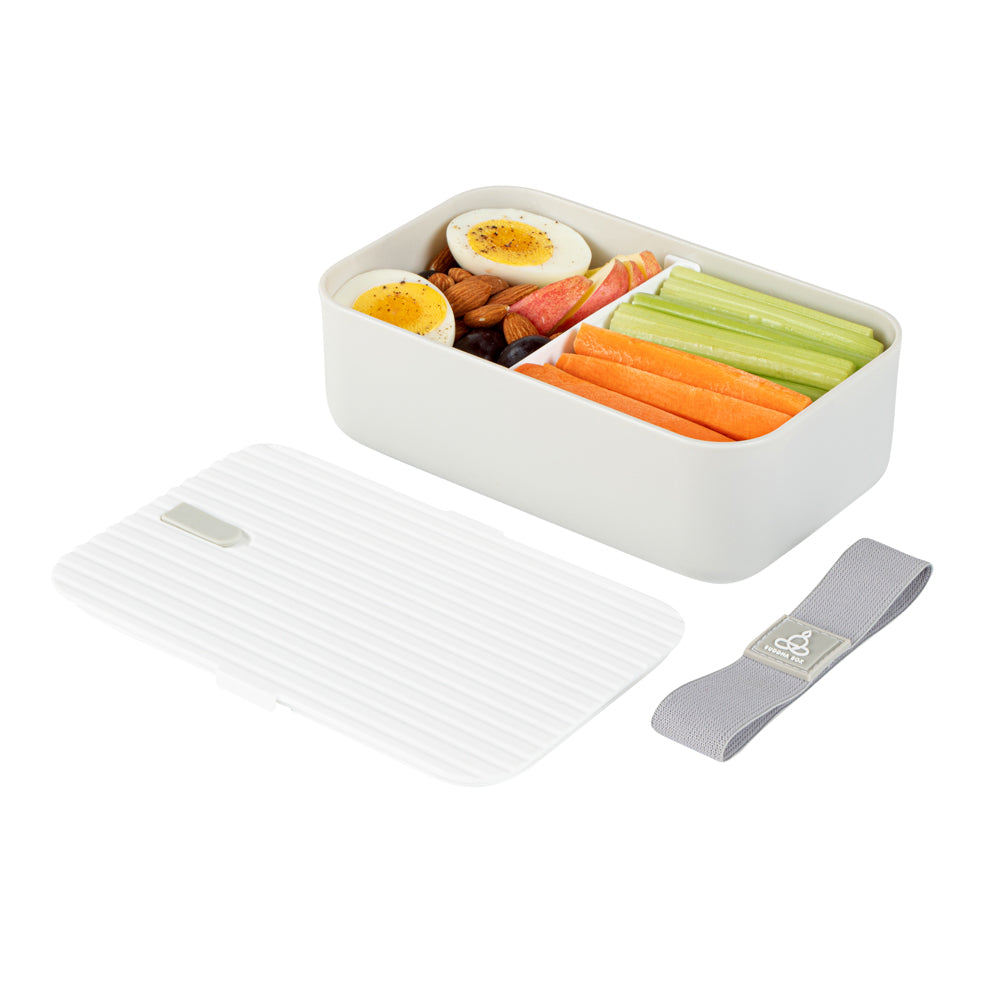 Bento Tek 34oz Gray Buddha Box Lunch Container with White Lid - 7.5
