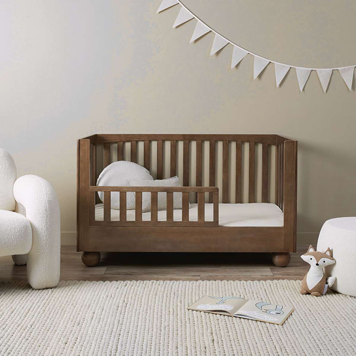 Blake Cot Toddler Bed Half Frame in Almond - Safe & Sturdy Wooden Toddler Bed for Kids Room, Nursery, Daycare - Perfect for Transitioning from Crib to Big Kid Bed