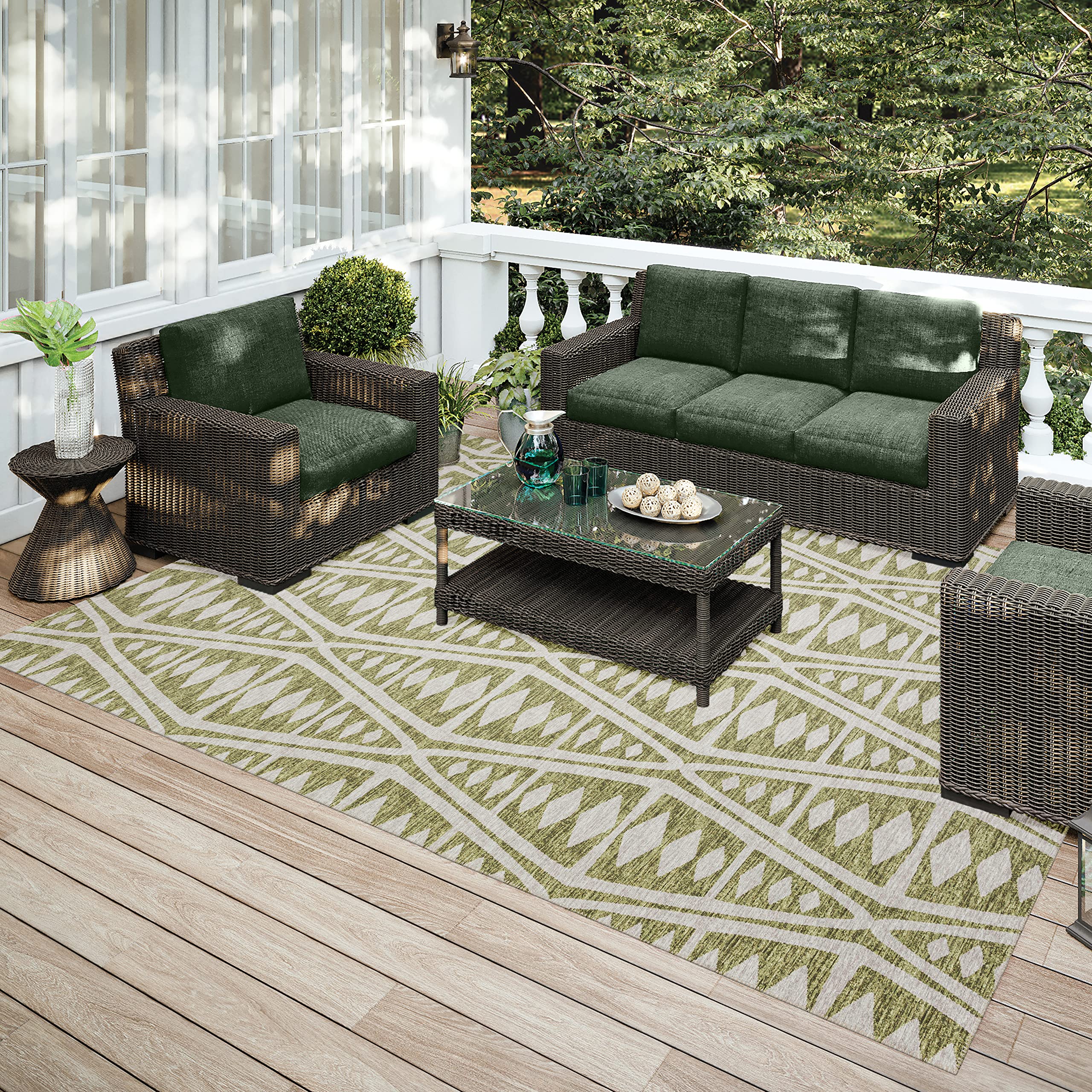 Addison Rugs Yuma AYU36 Olive 8' x 10' Area Rug - Soft & Durable Living Room Carpet for Home Decor