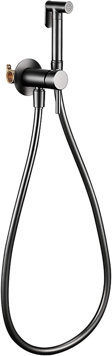 Portable Handheld Bidet Sprayer for Toilet - Hot & Cold Water Brass Nozzle with PVC Shower Hose - Perfect for Bathroom Hygiene, Cloth Diaper Cleaning & Postpartum Care - Black