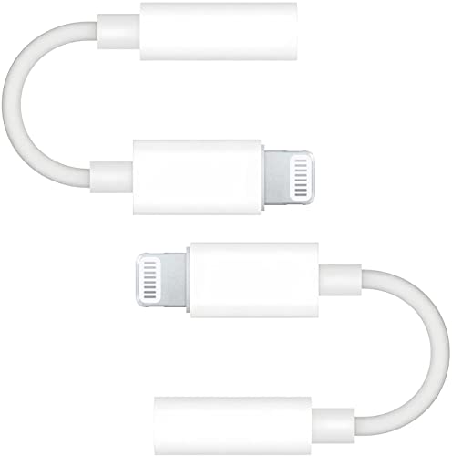 MFi Certified Lightning to 3.5mm Headphone Jack Adapter (2-Pack) - Compatible with iPhone 14/13/12/11/XS/XR/8/7/6/SE - Audio Dongle Converter for Car, Home & Travel Use