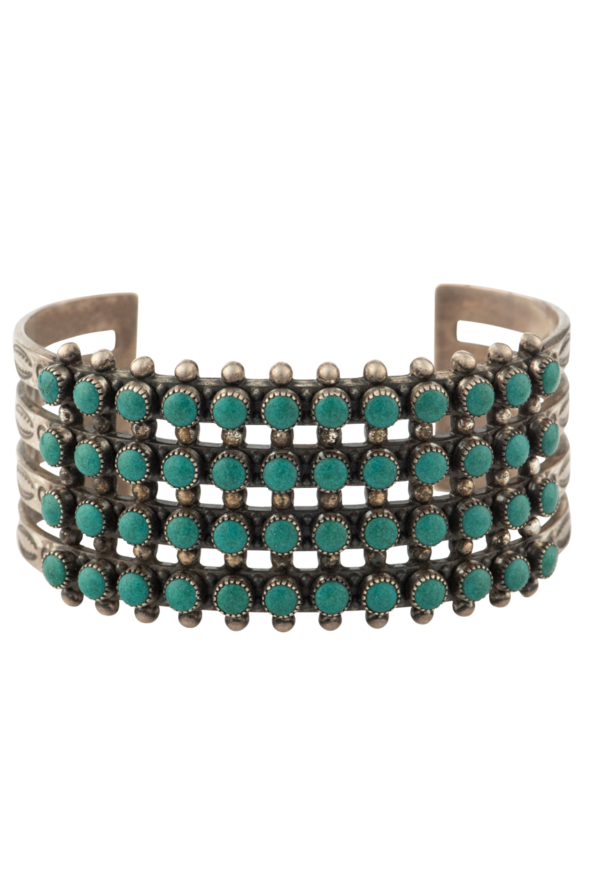 Sleeping Beauty Turquoise Studded Cuff Bracelet for Women - Boho Chic Jewelry for Casual Wear & Special Occasions