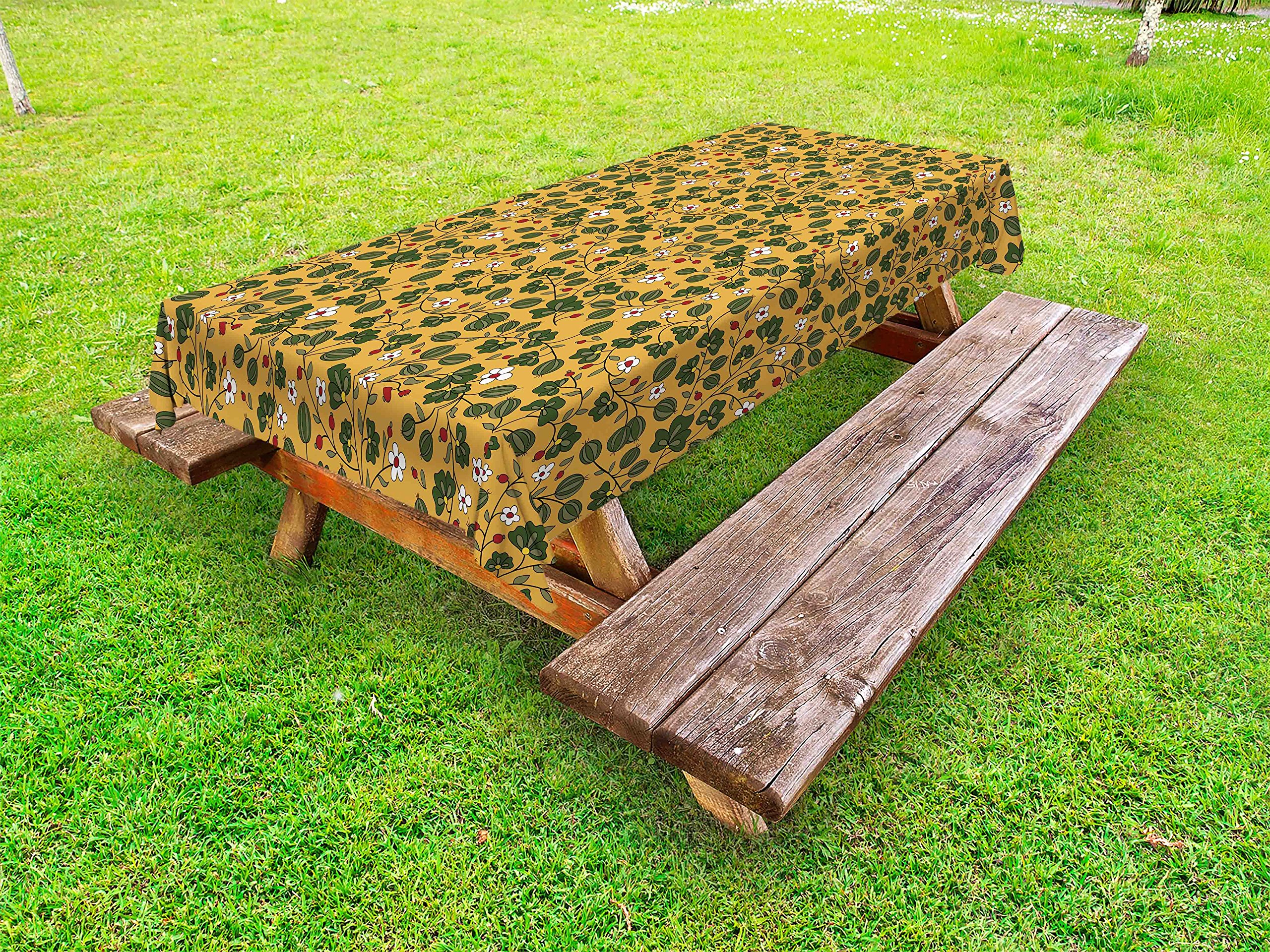 Ambesonne Floral Outdoor Tablecloth - Washable Picnic Table Cover with Daisy Field Print, 58