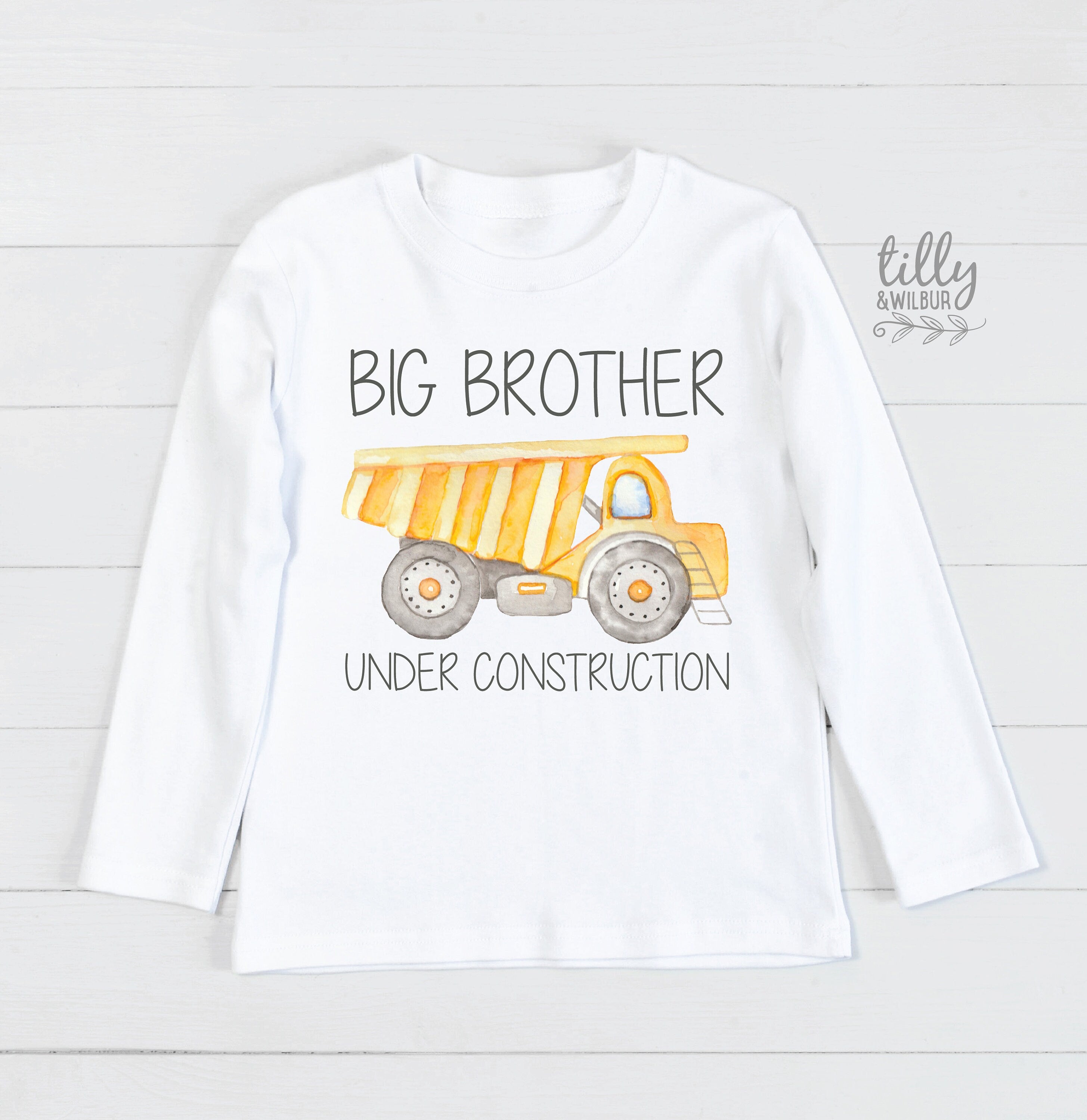 Big Brother Under Construction Funny Baby T-Shirt - Cute Newborn & Toddler Outfit for Siblings & Family Photos