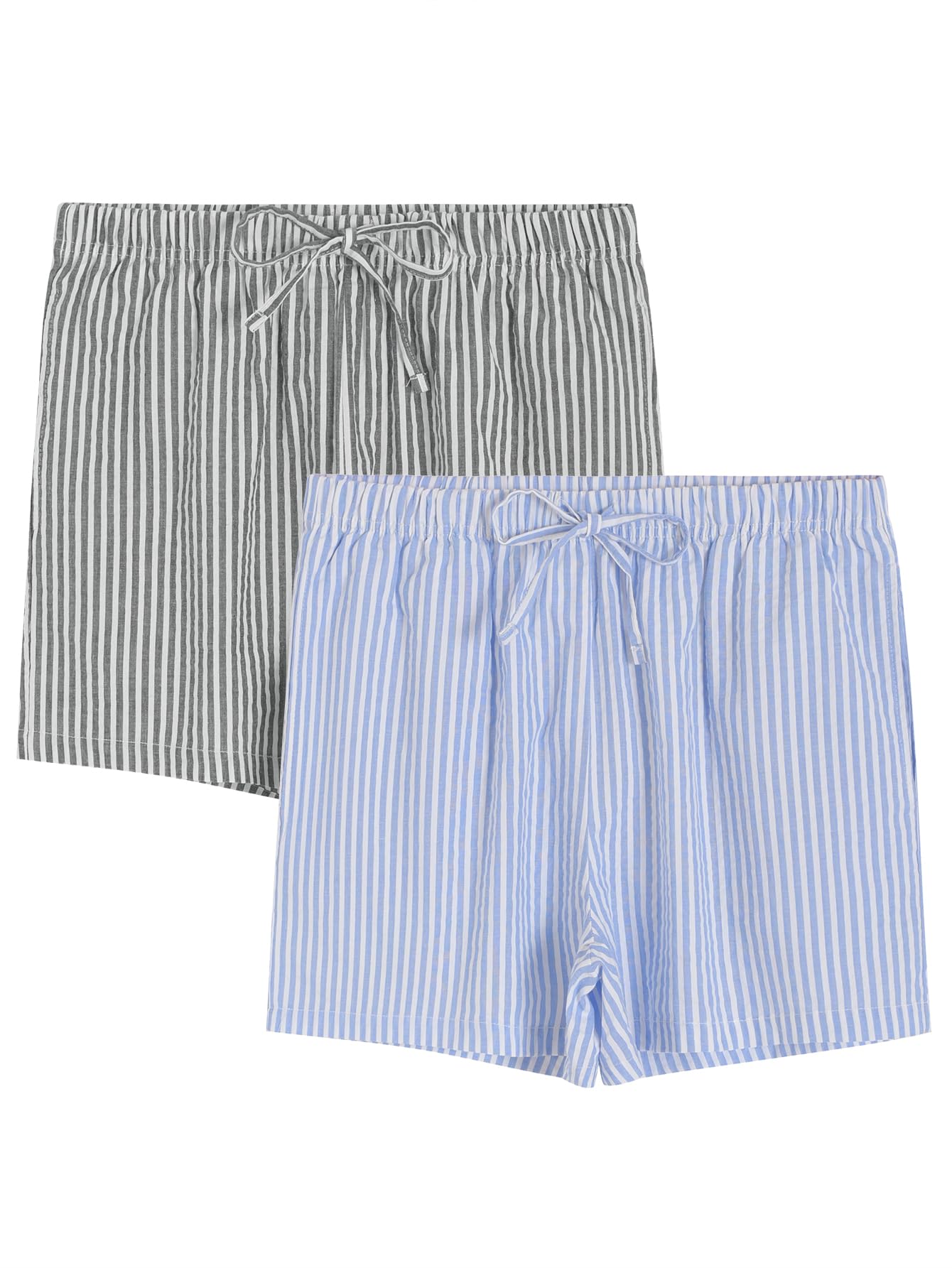 **Women's Cotton Pajama Shorts - Soft Seersucker Sleep Shorts 2-Pack - Comfortable Lounge & Sleepwear for Summer Nights**