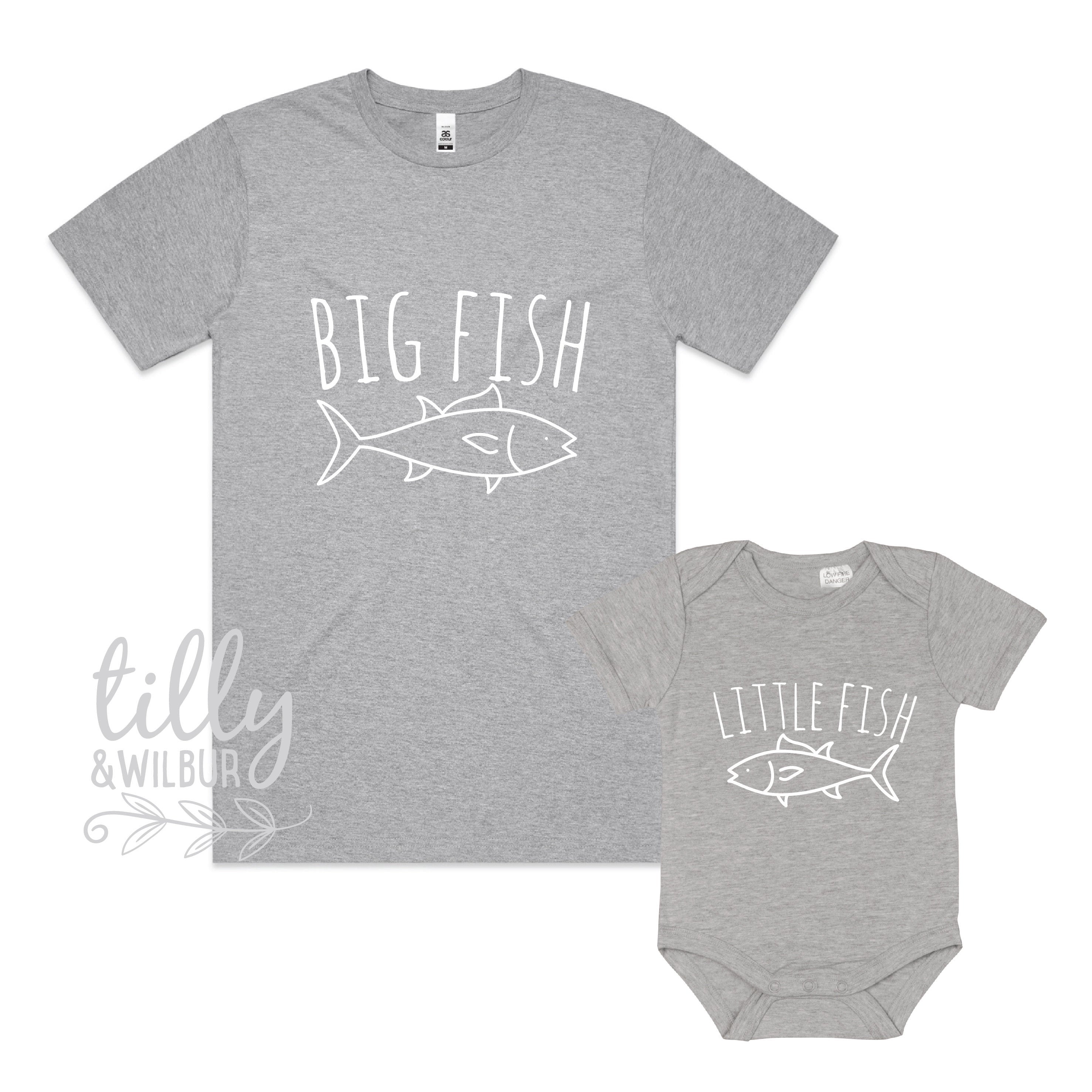 Father and Son Matching Outfits - Big Fish Little Fish Graphic T-Shirts for Family Bonding | Perfect for Father's Day, Family Photos & Special Occasions