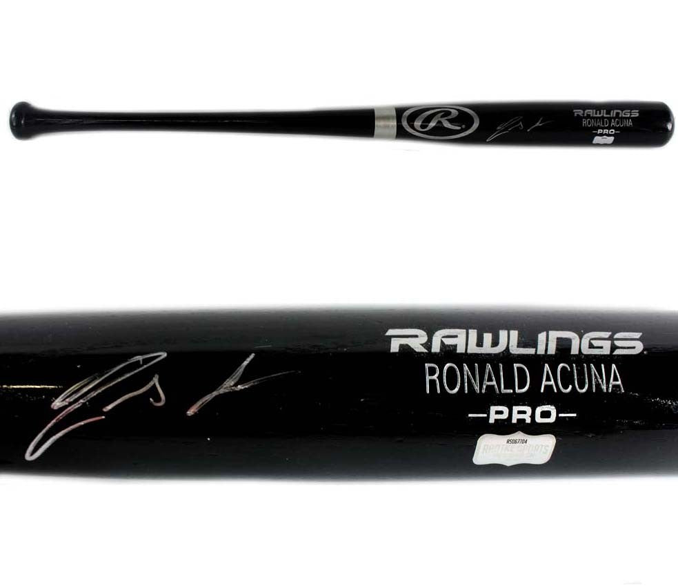 Ronald Acuna Jr. Signed Atlanta Braves Authentic Rawlings Pro Engraved Black MLB Baseball Bat - Collectible Memorabilia for Fans & Sports Enthusiasts - Perfect for Display, Gifts, and Home Decor