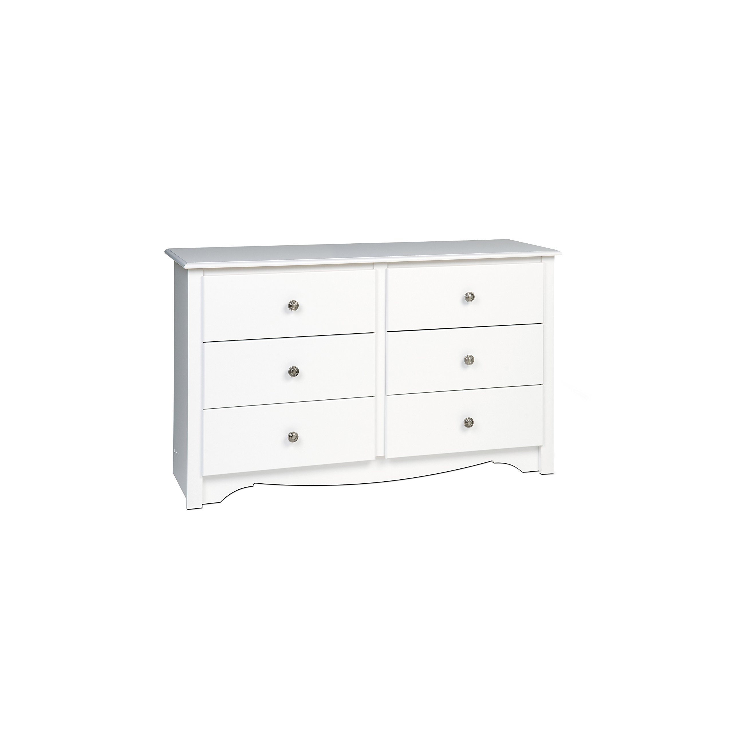PREPAC White Monterey 6-Drawer Kids Dresser - Sturdy Wooden Chest of Drawers for Nursery, Bedroom & Closet Organization