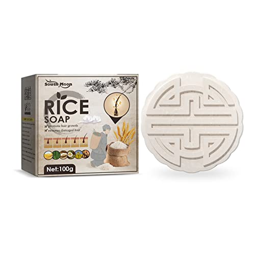 Organic Rice Water Shampoo Bar 100g - Natural Hair Growth Treatment for Damaged Hair, Anti-Hair Loss & Oil Control with Rice Protein - Vegan Shampoo & Conditioner Bar for Thicker, Healthier Hair - Perfect for Daily Hair Care & Travel
