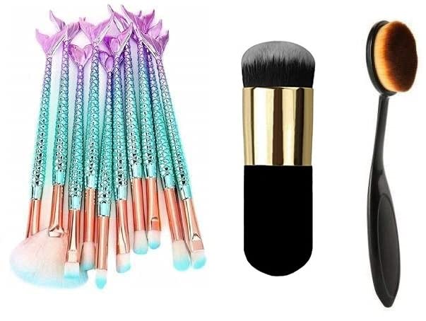Lusty Soul Professional Makeup Brush Set - Black Foundation Brush, Fish Style Brush & Oval Brush for Flawless Makeup Application | Perfect for Contouring, Blending & Foundation