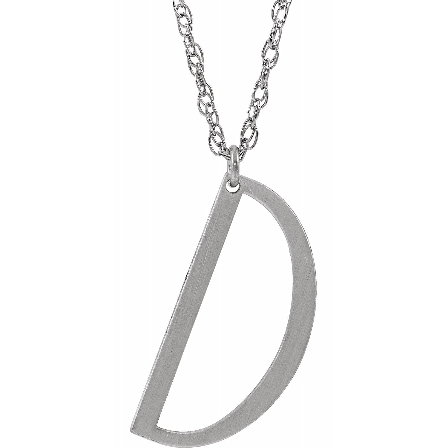 14K Gold, Sterling Silver or Platinum Block Initial Alphabet Pendant Necklace - 16-18