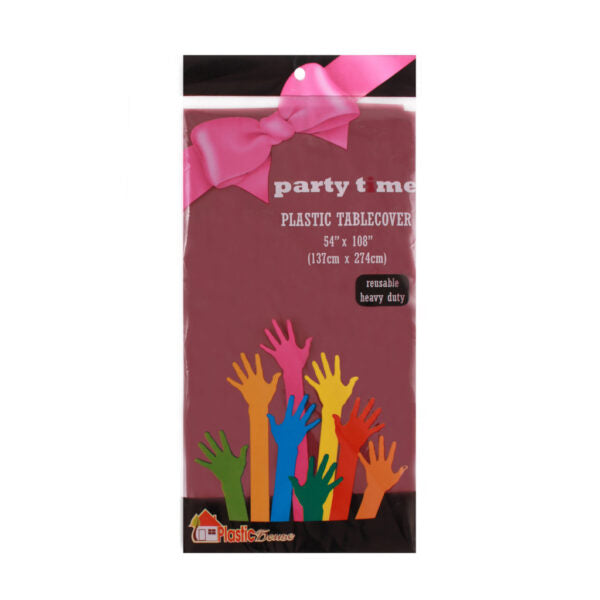 Maroon Plastic Table Cover 54x108 Inches - Waterproof & Disposable for Parties, Picnics, and Events