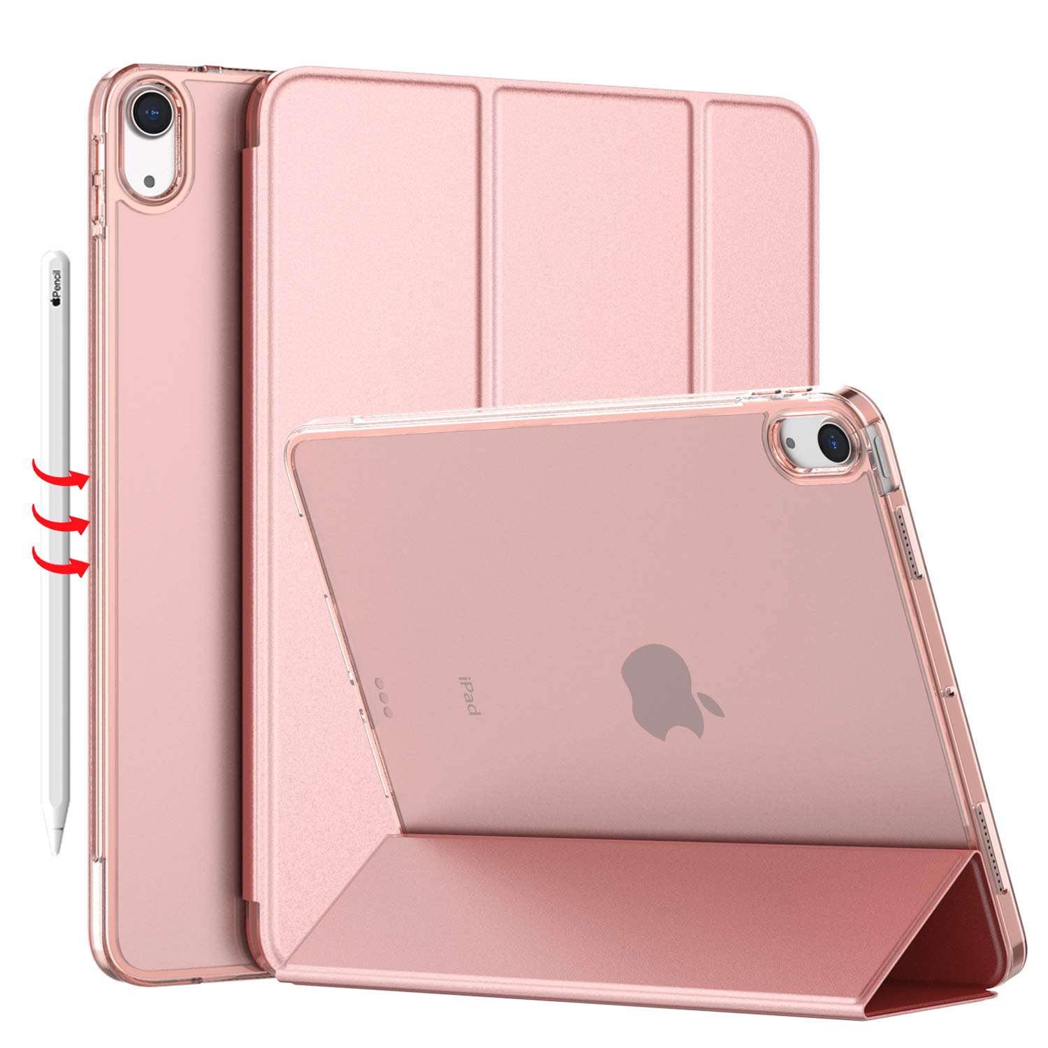 iMieet iPad Air 5 Case 2022 & iPad Air 4 Case 2020 - Slim Lightweight 10.9 Inch Protective Cover with Frosted Translucent Hard Back for iPad Air 5th/4th Generation (Rose Gold) | Supports Touch ID | Perfect for Work, School & Travel