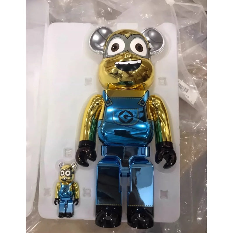 Bearbrick Minions Dave 400% & 100% Be@rbrick 2024 Limited Edition Collectible Figure - Perfect for Anime Fans, Home Decor, and Gift Giving