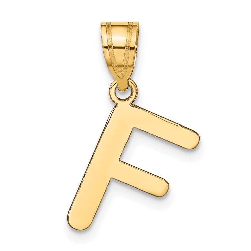 14K Yellow Gold Polished Bubble Letter F Initial Pendant Necklace - Elegant Personalized Jewelry Gift for Women, Perfect for Birthdays, Anniversaries and Special Occasions