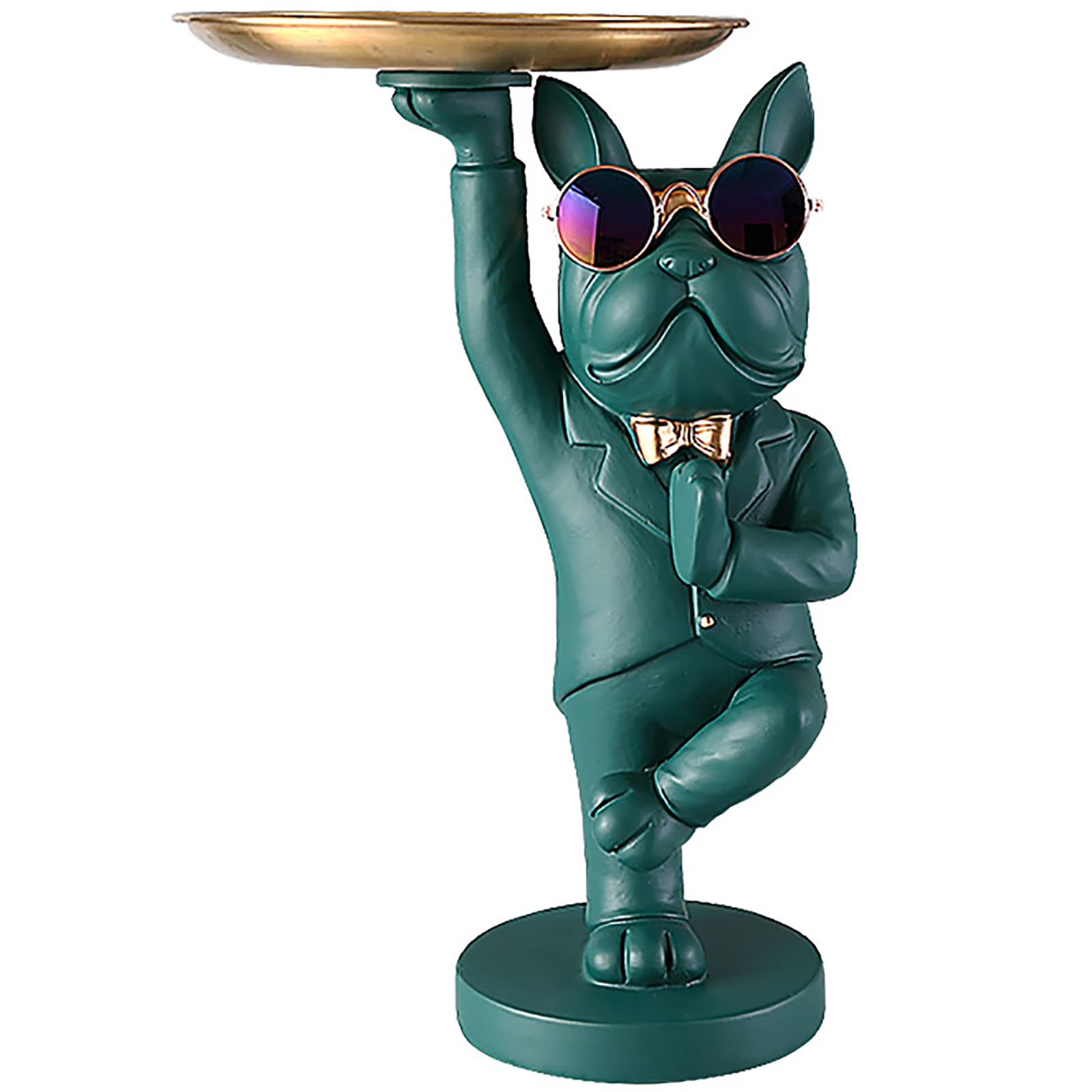 French Bulldog Sculpture Statue - Yoga Green Desktop Decor for Home & Office | Cute Animal Figurine for Shelf Display, Yoga Studio, or Gift Idea