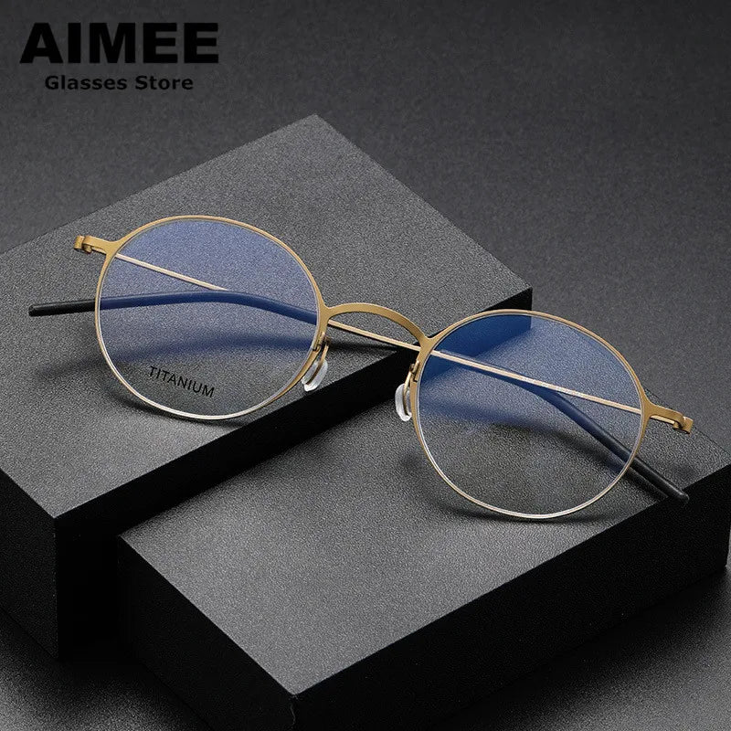 Aimee Women's Full Rim Round Screwless Titanium Eyeglasses - Lightweight & Durable Glasses for Work, Reading & Fashion