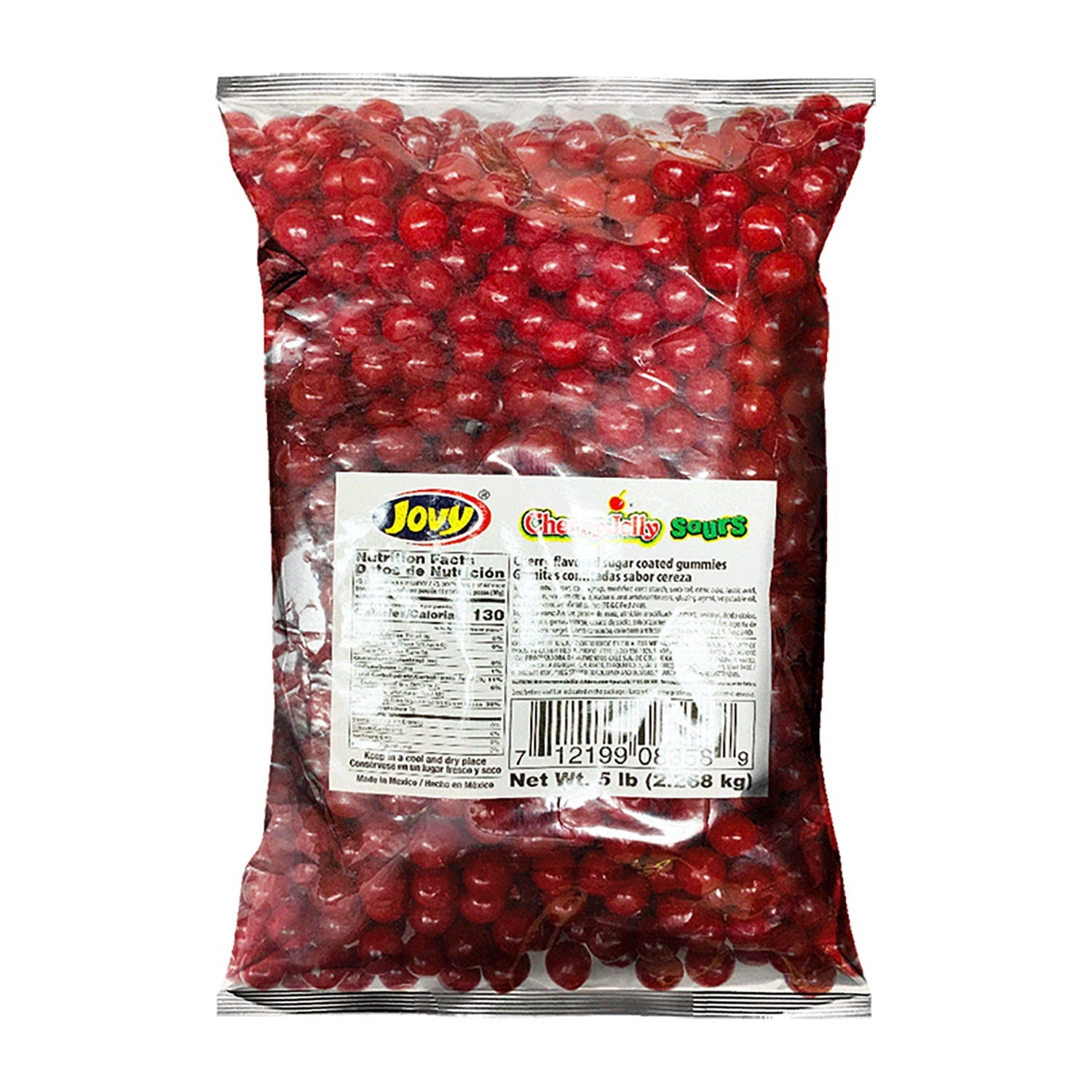 Jovy Cherry Jelly Sour Candy - 5 Pound Bulk Bag | Sweet & Tangy Treat for Parties, Movie Nights & Office Snacks