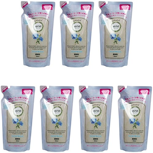 MVNE Fabric Softener Refill 500ml (7-Pack Bulk) - Gentle Laundry Softener for Clothes & Linens | Ideal for Families, Hotels & Laundromats