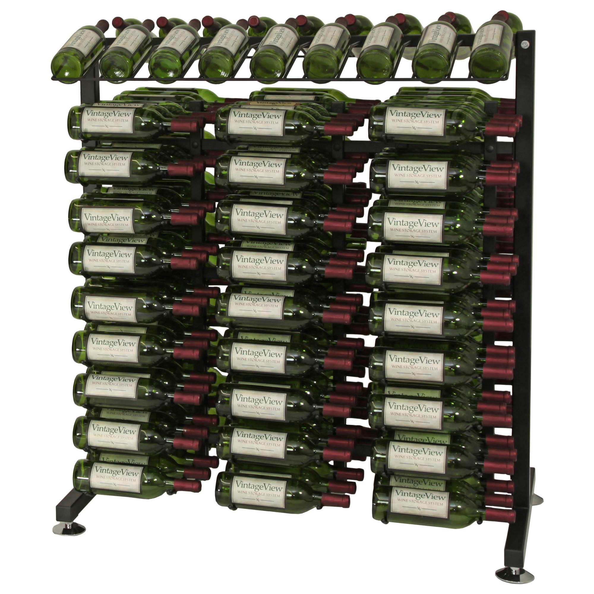 VintageView Island Display Rack - 3-Tier Freestanding Wine Rack Kit (Matte Black, Holds 180 Bottles) - Perfect for Wine Cellars, Restaurants & Home Bars