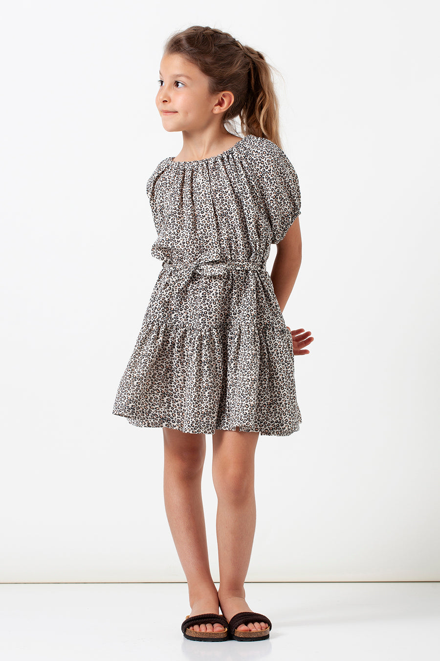 Vintage Leopard Print Girls Dress - Cute Tocoto Style for Kids Party, Photo Shoot & Special Occasions