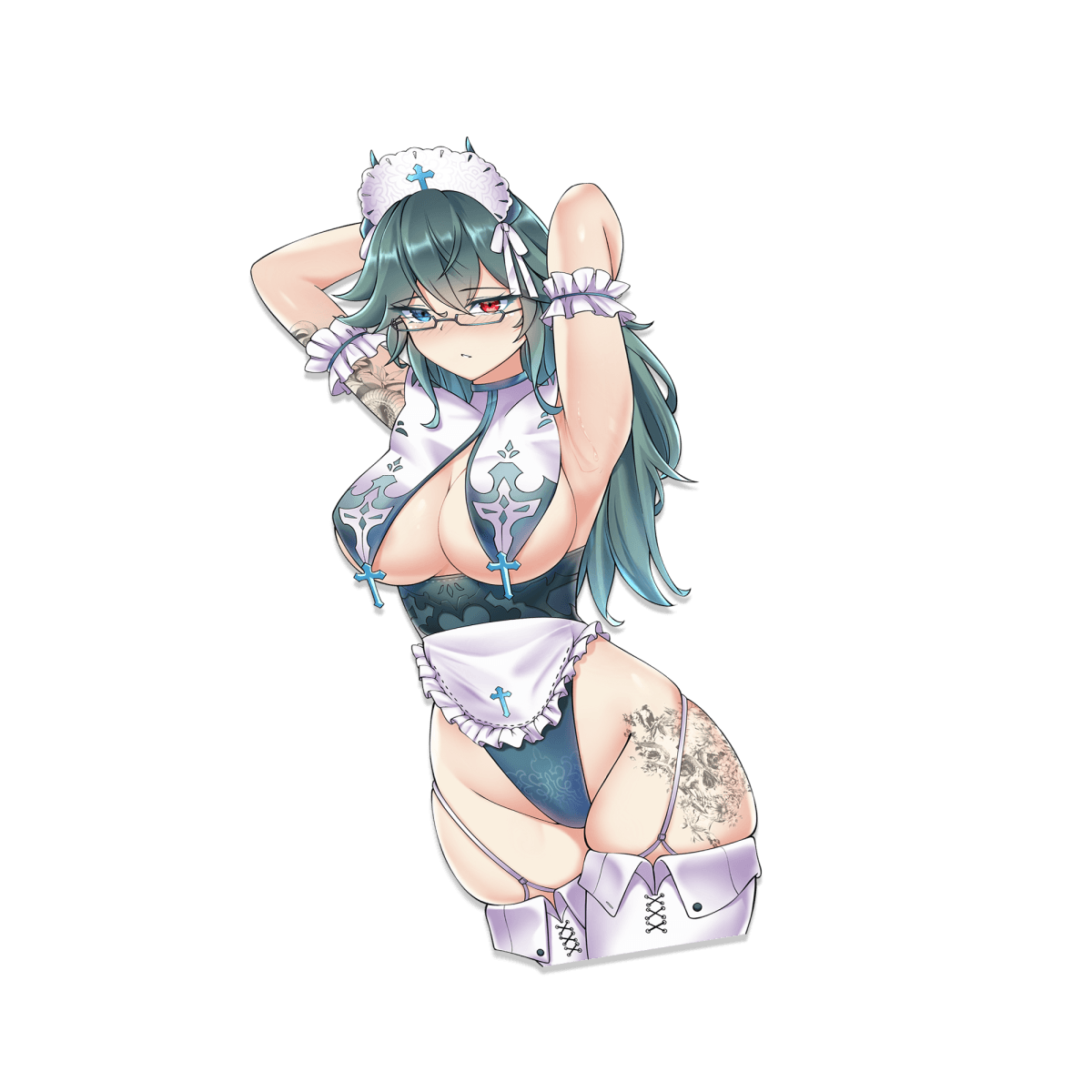 SECRET ARUNA x MAID 2B Sticker - Premium Anime Vinyl Decal for Laptops, Water Bottles & Phone Cases - Perfect for Otaku Fans & Kawaii Aesthetic