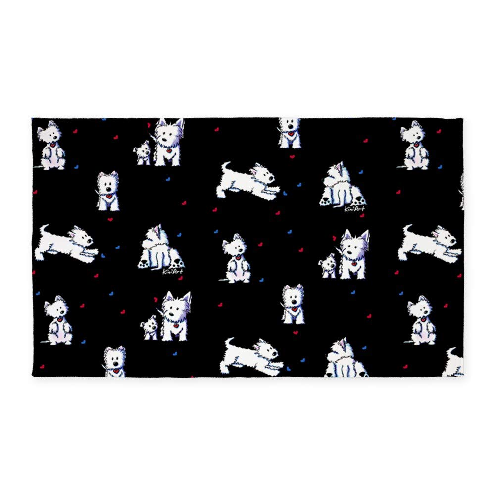 Block Party Westies 3'X5' Decorative Area Rug - Soft Fabric Throw Rug for Living Room, Bedroom & Home Decor | Pet-Friendly Floor Mat for Dogs