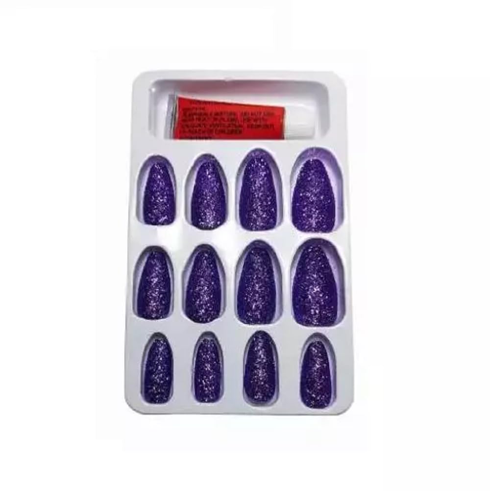 ZAUKY 12-Piece Multicolor Artificial Nails Set with Strong Glue - Acrylic Press on Nails for Salon Quality Manicure at Home, Parties & Special Occasions