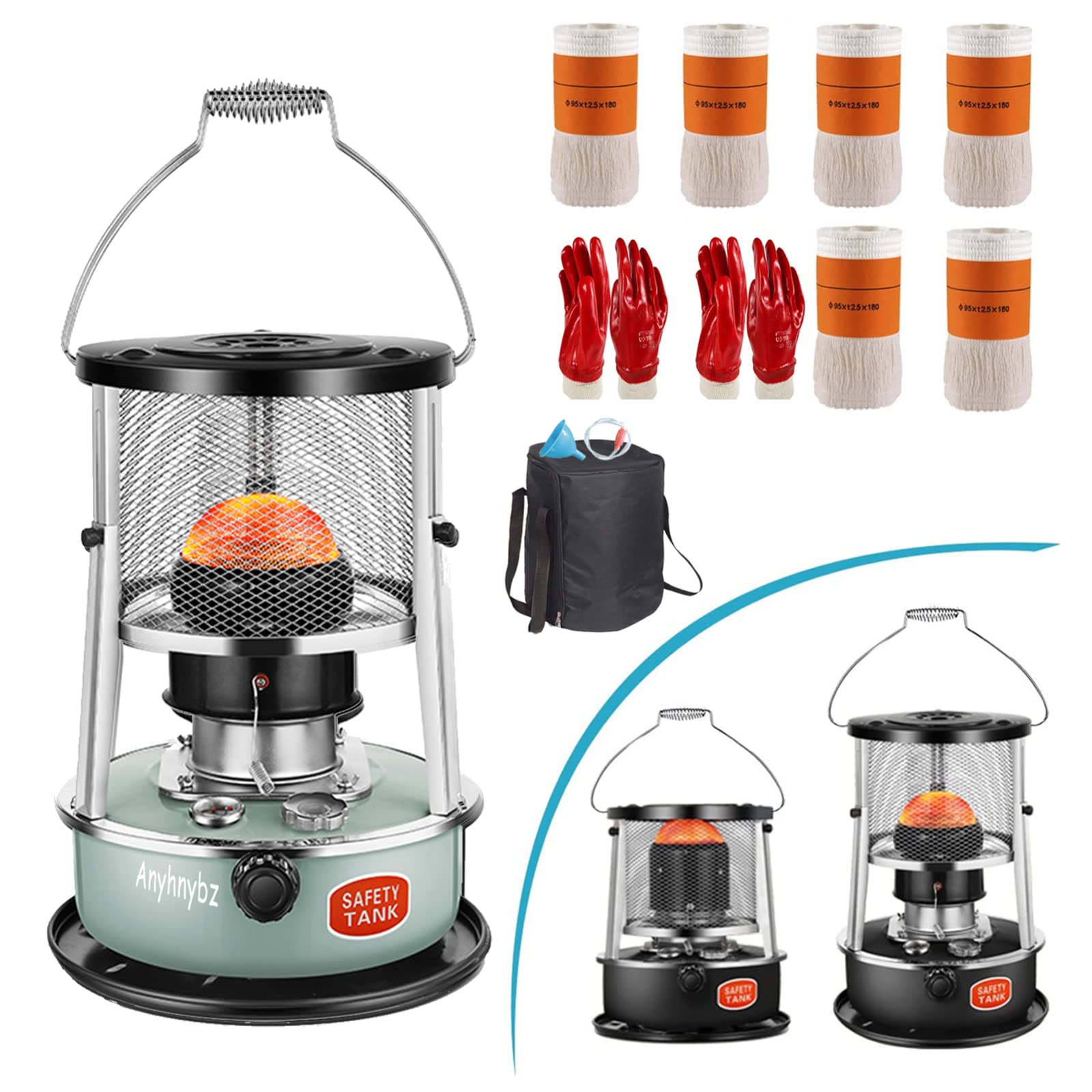 Anyhnybz Adjustable Height Portable Kerosene Heater - Camping Tent Heater & Stove for Outdoor Cooking, No Electricity Needed - Ideal for Home, Garage, RV & Emergency Use - Blue