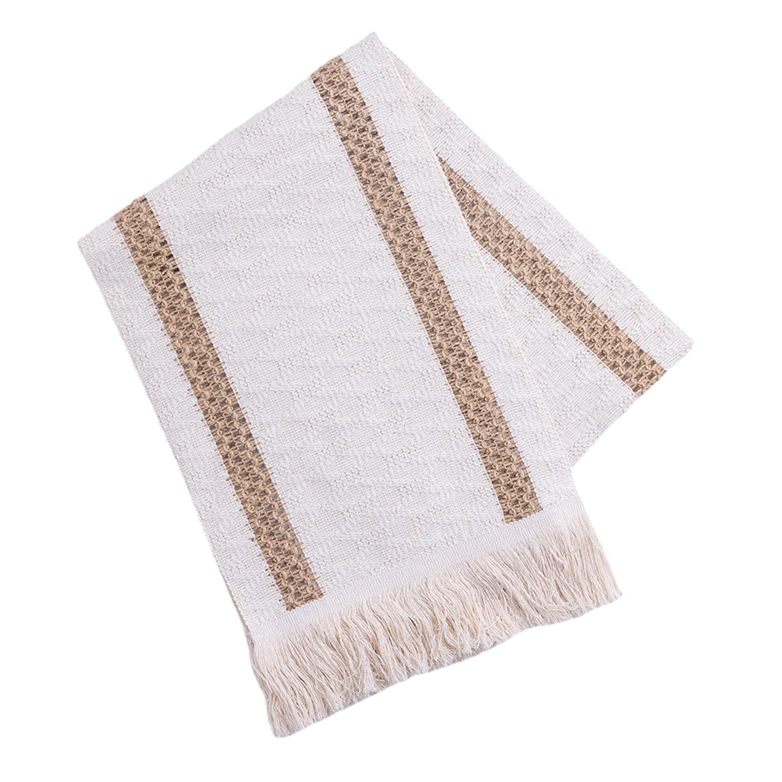 Fenteer Macrame Table Runner with Tassels - 11.81x86.61 Inch Natural Cotton Farmhouse Decor for Dining Table, Kitchen Island, Wedding & Holiday Decorations